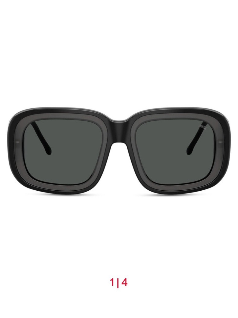 New Diesel Black Oversized Square Sunglasses